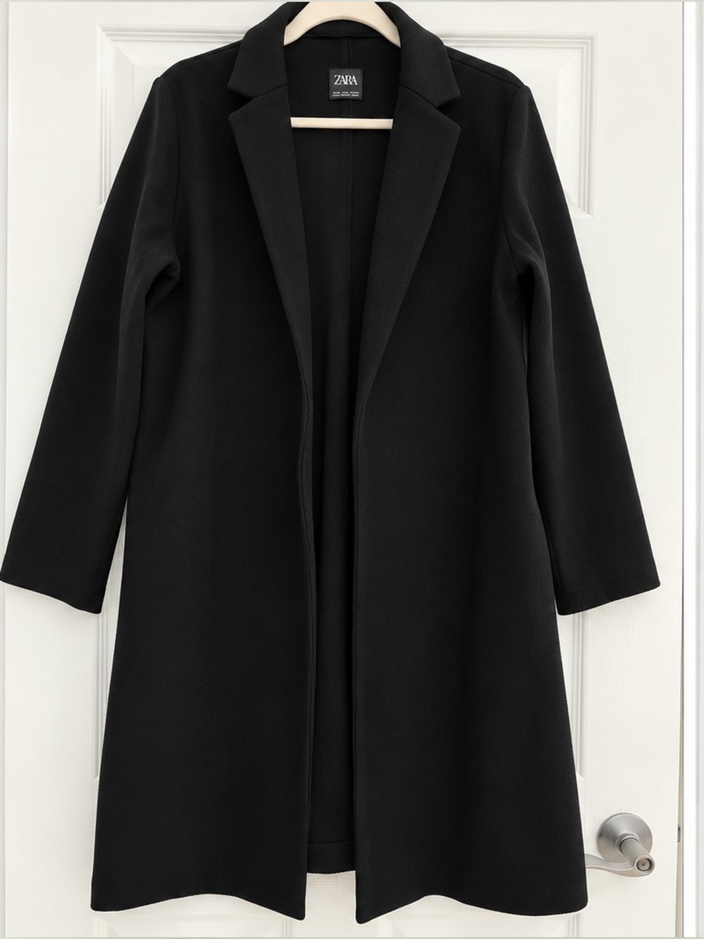 Zara Black Long Sleeve Basic Coat